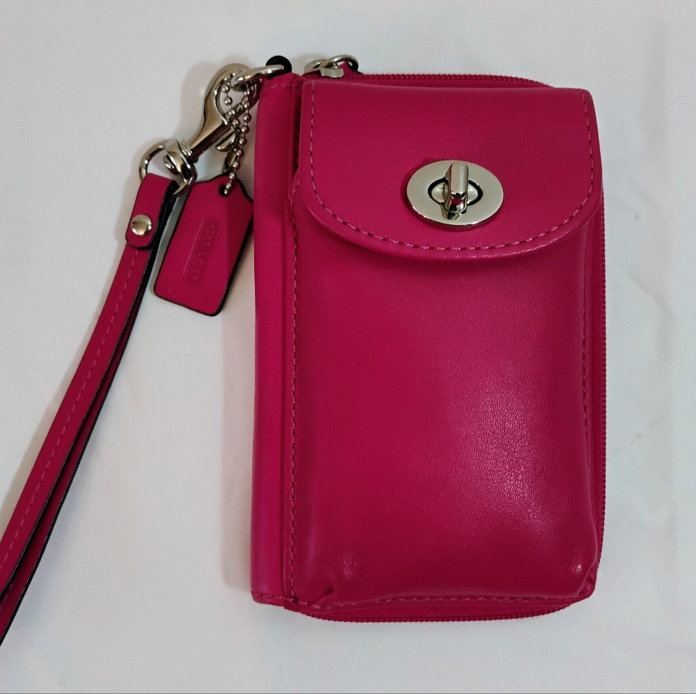 Pink Leather Wristlet Phone Case